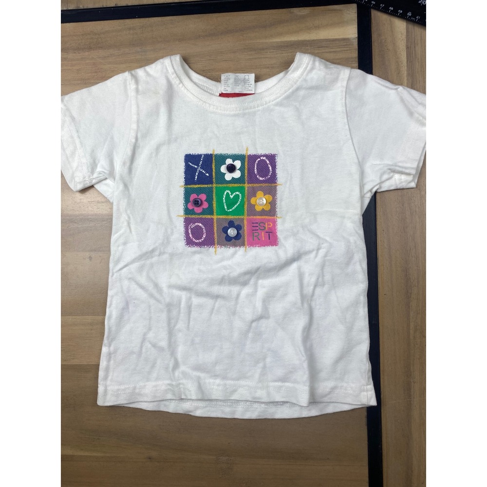 Esprit Toddler Graphic Tee XOXO‎ Flowers Colorful White Cotton Size 4T